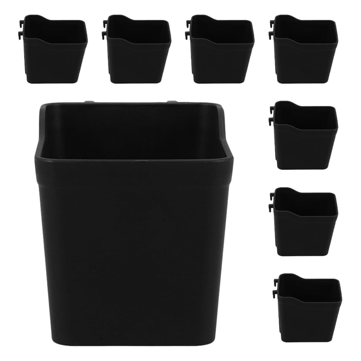 Healeved Juego de 8 Cajas de Almacenamiento para Tablero Perforado en Abs Negro Ganchos, Organizadores Versátiles para Garaje, Oficina y Taller