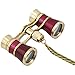 OPO Opera Theater Horse Racing Glasses Binocular Telescope Chain Necklace (Red with Gold Trim) 3X25