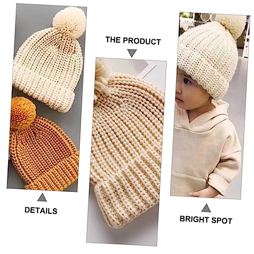 Gatuida Winter Knitted Baby Beanie Hat for Boys and Girls Thick Warm Woolen Knit Cap in Candy Colors Cute Infant Headwear Ear Flaps Beige4