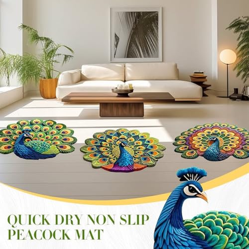 Tapete decorativo con diseño de pavo real 40 cm miniatura 2