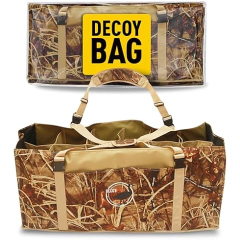 DecoyPro 12 Slot Duck Decoy Bag - Hunting Equipment to Protect Duck Decoys - Padded & Adjustable Shoulder Strap - Duck Hunting Accessories with Water & Dirt Drain System Cover