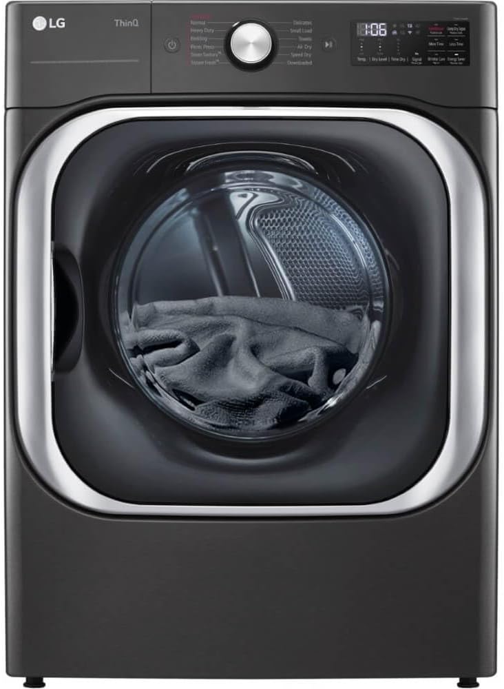 LG 9.0 cu. ft. Vented Smart Stackable Electric Dryer in Black Steel with TurboSteam and Sensor Dry Technology - Thumbnail 3