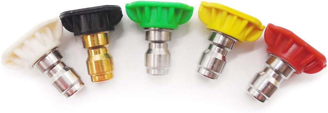 Pressure Washer Accessories Kit, 5 Power Washer Spray Nozzle Tips, Quick Connecting Pivoting Coupler, 1/4” 4500 PSI 6-Pack