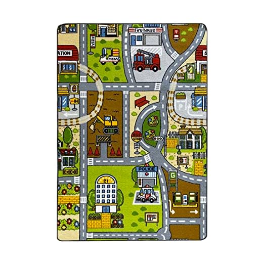 Acomoda Textil – Alfombra Infantil Ciudad Carretera para Jugar con Coches. Alfombra Antideslizante, Plegable Acolchada. (Modelo B, 100x140 cm)