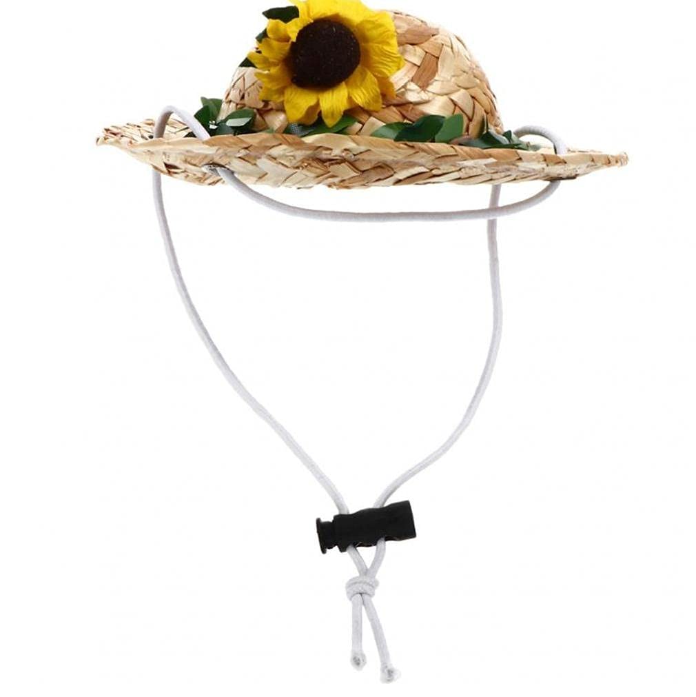 Tossper As Shown 1Pc Pet Straw Hat Fashion Summer Dog Hat Outdoor Sunflower Cap For Travel Walking Pet Photo Prop Supplies
