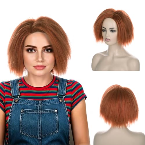 FVCENT Short Orange Brown Yaki Wig Anime Cosplay for Mens of Evil Killer Wig Curse Synthetic Hair Cosplay Holiday Party Costume Wig (Orange Brown)