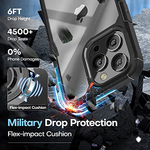Image of TAURI for iPhone 13 Pro Case, with Screen Protector, Black | Anti-Yellowing Military-Grade Protection Shockproof Slim Phone Case for iPhone 13 Pro