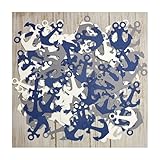 100 mixed white, gray and blue nautical anchors die cuts party decor confetti