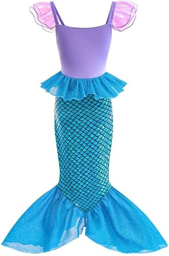 Miniatura 2 de Dressy Daisy Disfraz de princesa brillante cola de sirena para fiesta de cumpleaños para niñas pequeñas, talla 3T a 10