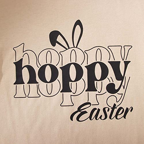 Happy Easter Shirts For Women Bunny Rabbit Graphic T-Shirt Funny Letter Printed Casual Holiday Short Sleeve Tee Topss(Khaki, Xxl) #TOP4