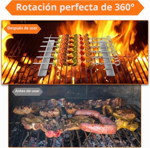 Pinchos Barbacoa Acero Inoxidable Hydrogarden con Soporte y Bolsa 6