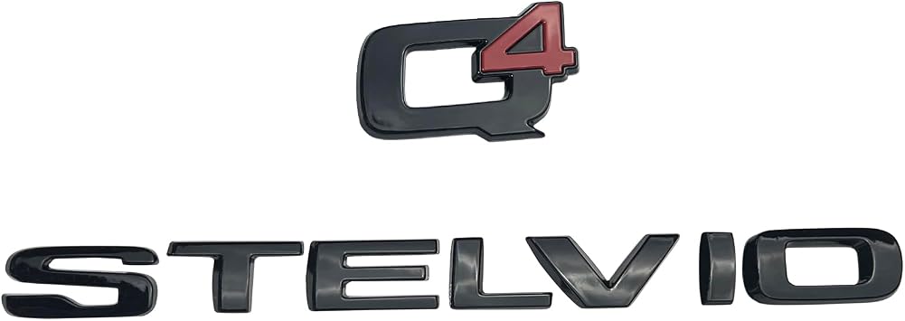 3D Letter Metal Trunk Stelvio Q4 Base Black Logo، for Alfa Romeo Stelvio Q4 Sports Tailgate Letter Stamp، 2016 2017 2018 2019 2020 2021 2022 2023 Stelvio Accessories