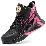 JUDBF Sicherheitsschuhe Herren Damen Leicht Sicherheitsstiefel s3 Hoch Arbeitsschuhe Stahlkappe Atmungsaktiv Schutzschuhe 8081 Pink/41
