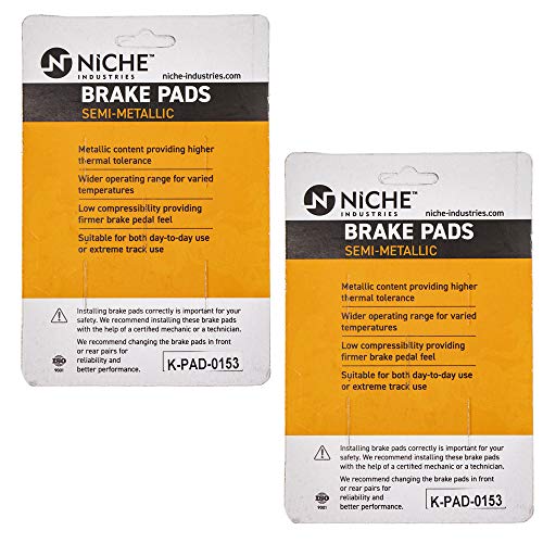 Image of NICHE Brake Pad for Harley-Davidson 41300169 Semi-Metallic 2 Pack | Harley-Davidson /BMW, Fits 2016-2019 Street 500 XG500; 1996-1997 F650ST; 2018 K1600 Bagger; 1998-2000 F650; 1999-2012 F650GS