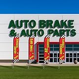 (FFN Pack 4)- Auto Repair Shop Swooper Feather Flags with 4 Pole Kits and 4 Ground Stakes - Outdoor Banner Signs each flag with a different message- Ideal for Auto Repair Shops, Garages, and Auto Service Center's