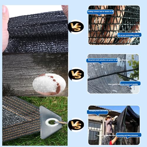 Invernadero malla de sombra exterior negra con 90% sombreado resistente al calor de jardín 8