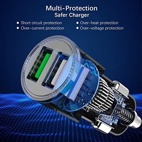 YEONPHOM Car Charger Compatible for iPhone 14 13 12 Pro Max/11 Pro Max/11/XS Max/XR/X/8/7/6,iPad Pro/Air/Mini, 2.4A Dual Port USB Car Phone Charger Adapter with MFI Certified 2Pack 1M Charging Cable