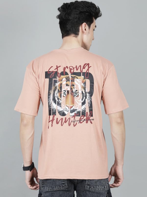 Image of London Hills Men's Cotton Oversized Fit Casual Printed Round Neck, Oversized Longline Drop Shoulder Boho Style T-Shirt