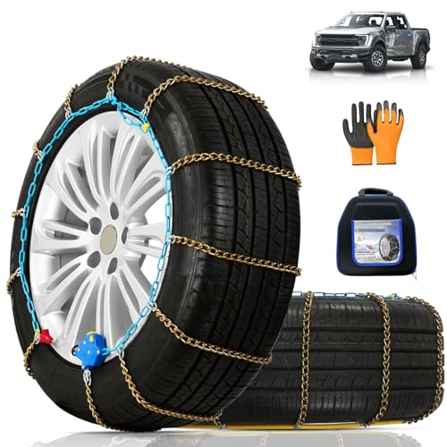 AutoChoice AutoFixing Snow Chains Tire Chains For Cars Suv Pickup Trucks, 3.7mm Twisted Alloy Steel, Fast 1-Min Install, Contains Titanium for Wear Resistance, Set of 2(HLN160)