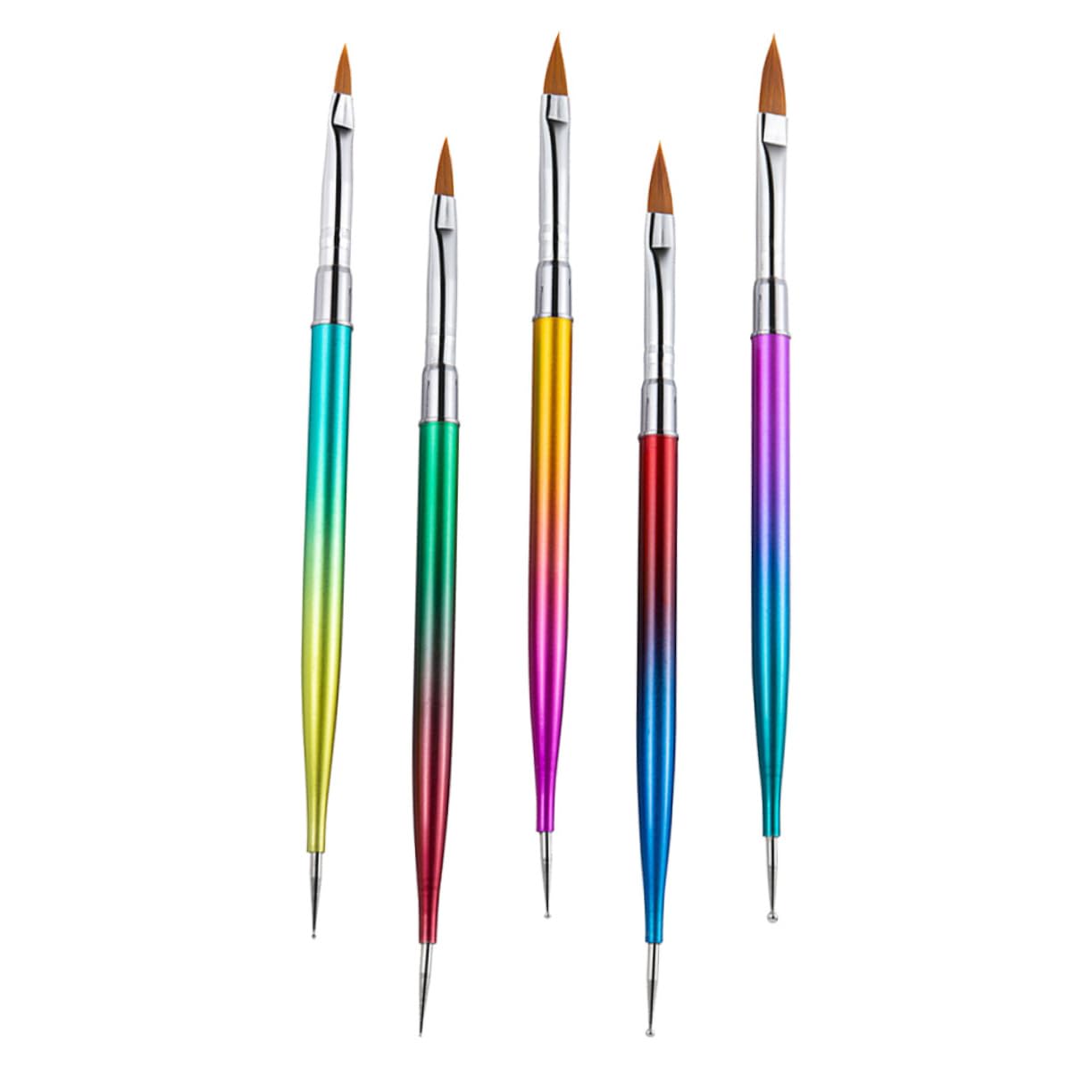 5Pcs Metal Gradient Nail Art Pen Set Double Ended for Painting