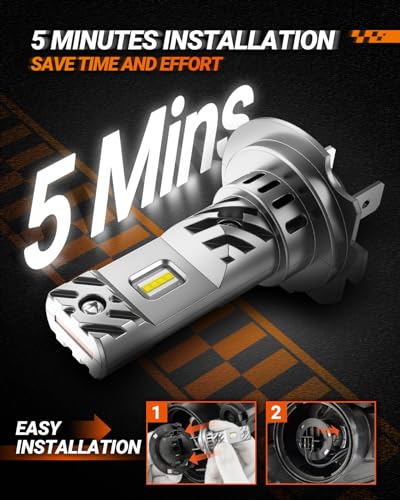 Image of SEALIGHT H7 LED Fog Bulb, 36000LM 800% Super Brighter, 6500K Hi /Low Beam, With 15000RPM Cooling Fan, 60000HRS+ Lifespan, Pack of 2