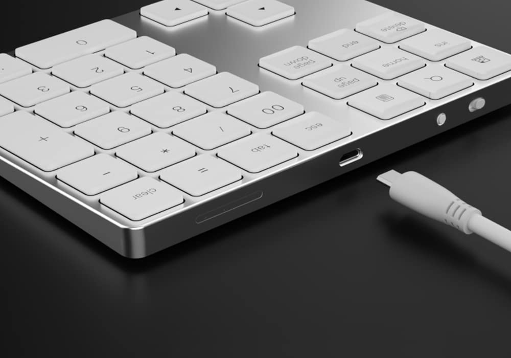 HDWR typerCLAW-BN100 Teclado numérico inalámbrico Bluetooth | Carcasa de aluminio, alcance 10 metros, teclas de membrana, para iOS