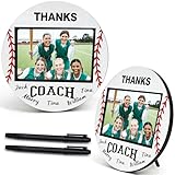 AOCEAN 4 x 6 Inch Sport Ball Picture Frames, Baseball Thanks Coach Picture Frames with Signature Pens, Coach Appreciation Photo Frame for Home Decoration, 2 Pack