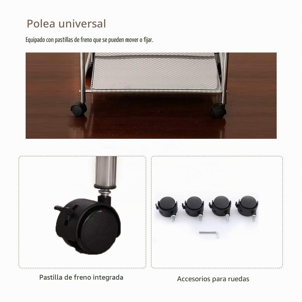 CLIPOP Carro de almacenamiento de cocina de 3 niveles, de acero inoxidable, carrito de servicio rodante con rueda de bloqueo para cocina, hoteles, restaurantes y hogares de cuidado (35 x 50 x 75 cm)