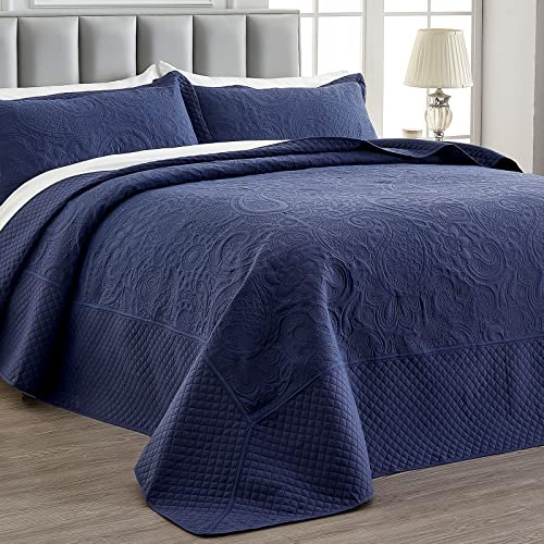 Qucover Oversized King Bedspreads, 3 Piece Soft Microfiber Lightweight Oversized King Quilt 128x120,...