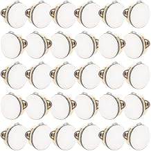 30 Pcs 4 Inch Adult Wedding Tambourines Drum Wooden Natural Handheld Drums Metal Jingles Drums Musical Instruments Percussion for Church Wedding Party Favor