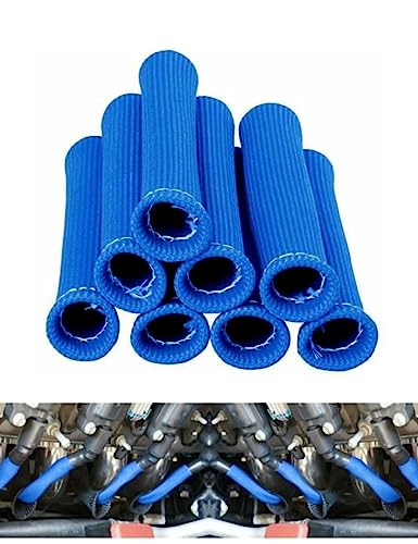 Spark Plug Wire Heat Shield Spark Plug Wire Heat Sleeve Spark Plug Wire Protection 2500 Degree High Temp Heat Tape Protect 8-Pack(Blue)…