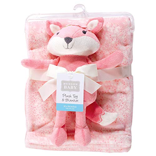 Image of Hudson Baby Unisex Baby Plush Blanket with Toy, Miss Fox, One Size