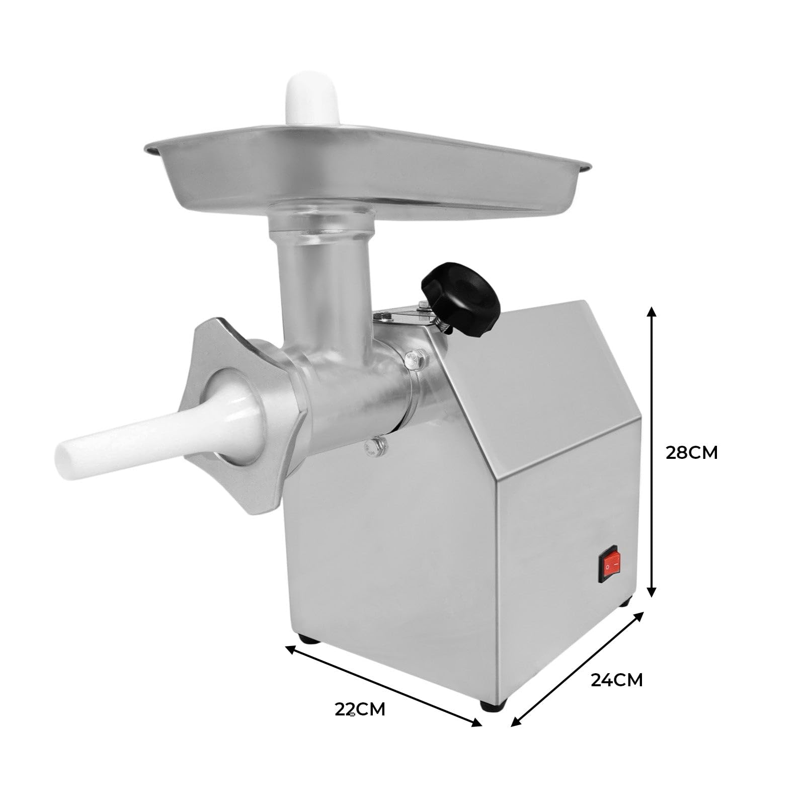 KuKoo Tritacarne Elettrico Professionale 850W in Acciaio Inox – Capacità 170 kg/h – 3 Piastre di Tritatura, Accessorio Insaccare Salsicce – Uso Commerciale