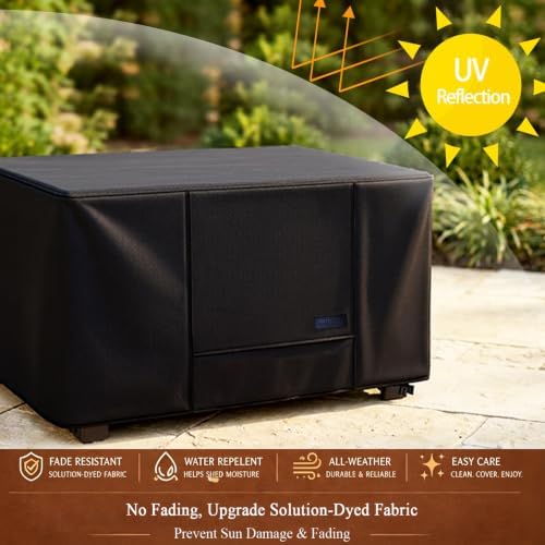 NettyPro Fire Pit Cover Rectangular Waterproof Outdoor Firepit Cover for Gas Propane Fire Pit Table Rectangle, 48 x 28 x 24 inch, Black — view 3