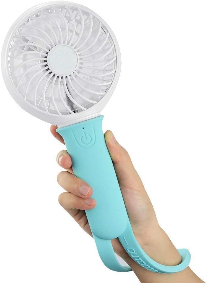 POHO Handheld Mini Fans Portable Outdoor with LED light, Rechargeable with USB for Camping/Sport/Home (Blue)