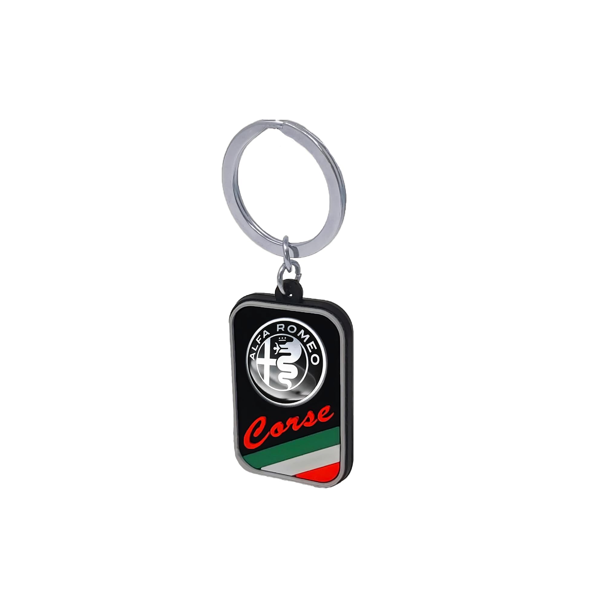 4R Quattroerre.it Alfa Romeo Corse Keyring, Black, 4.3 x 2.5 cm, Black, One size