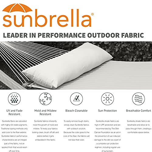 Hatteras Hammocks Cream Long Hammock Pillow, Sunbrella Fabric, Hook & Loop Fasteners, Extra Wide