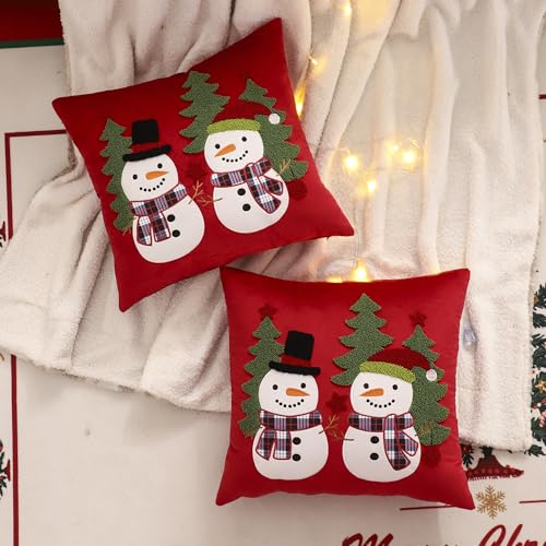 Red-Christmas-Pillow-Covers-18×18-Set-of-2-Cute-Snowmen-Embroidered-Pillow-Cases-Winter-Holiday-Velvet-Cushion-Covers-for-Couch-Sofa-Bed Red Christmas Pillow Covers 18×18 Set of 2 Cute Snowmen Embroidered Pillow Cases Winter Holiday Velvet Cushion Covers for Couch Sofa Bed