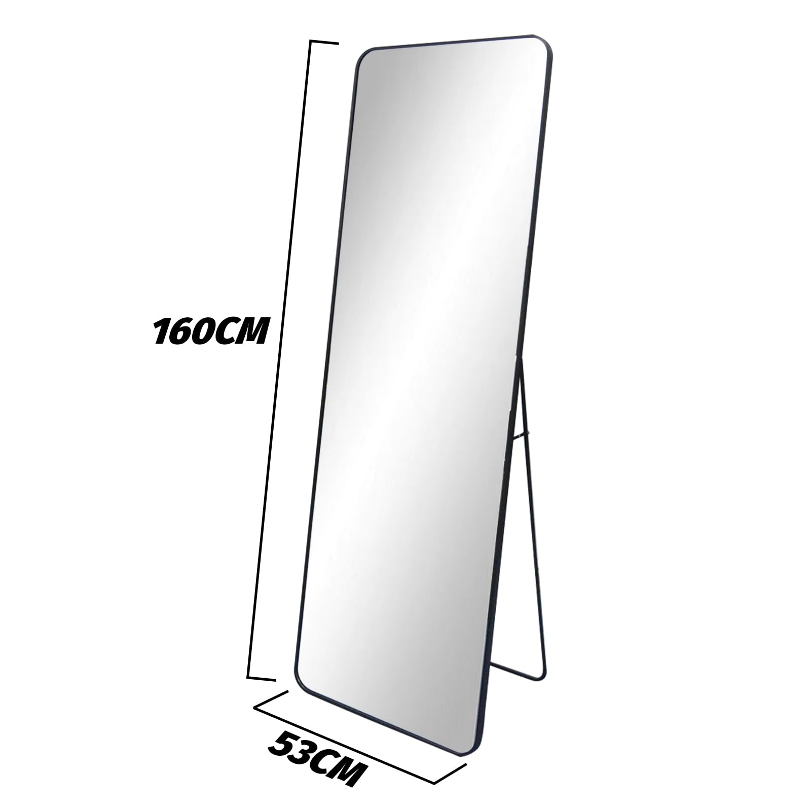 Kapler Arc Miroir sur pied 160 x 53 cm noir inclinable décoration salon
