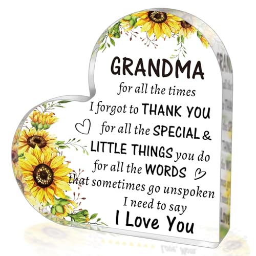 Product Image of the SUEHHYY Birthday Gifts for Grandma from Grandkids, to My Grandma Acrylic Heart Sign Paperweight Presents, Christmas Mothers Day Valentines Day Gifts for Grandma Grandmother