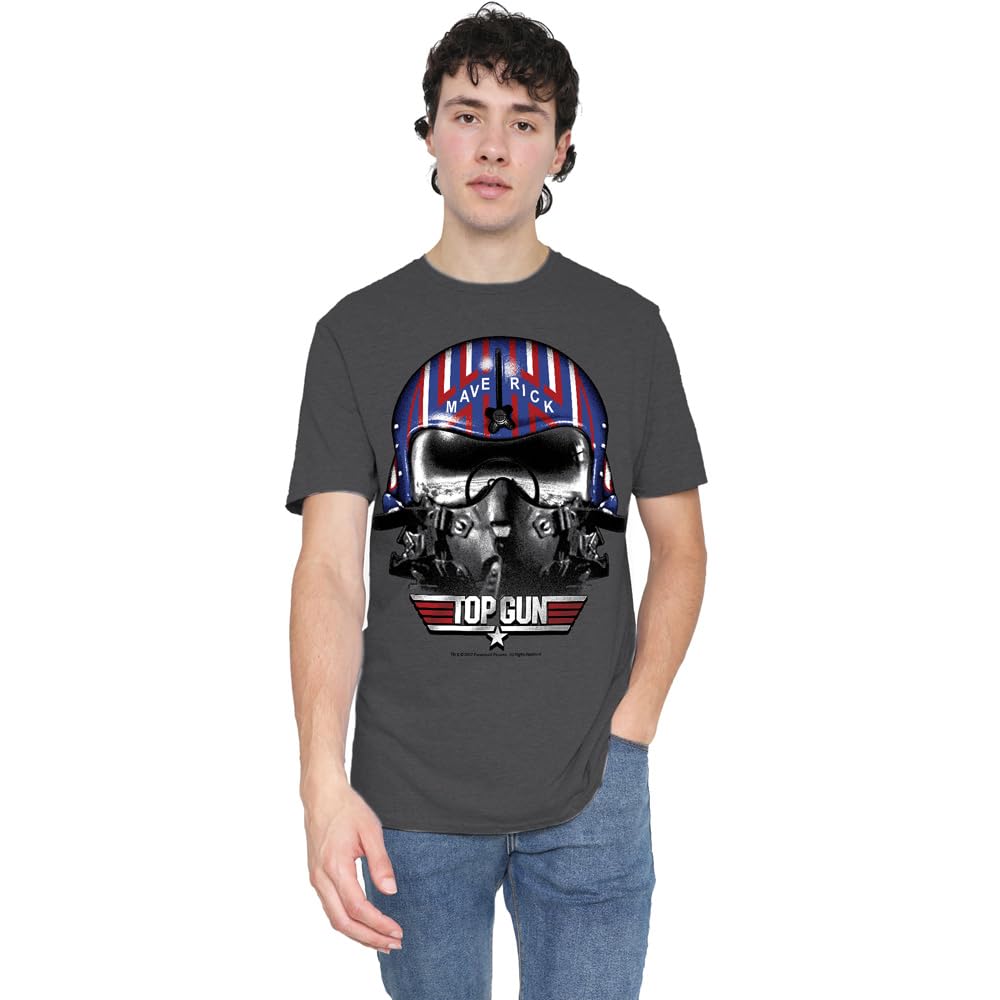 Top Gun Men's Grey Maverick Helmet T-Shirt Charcoal in Size M, Sports Direct