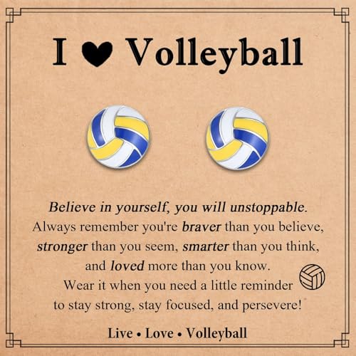 Sterling Silver Volleyball Softball Baseball Basketball Soccer Stud Earrings Gifts, Christmas Birthday Gifts for Women Mom Girls Boys Men