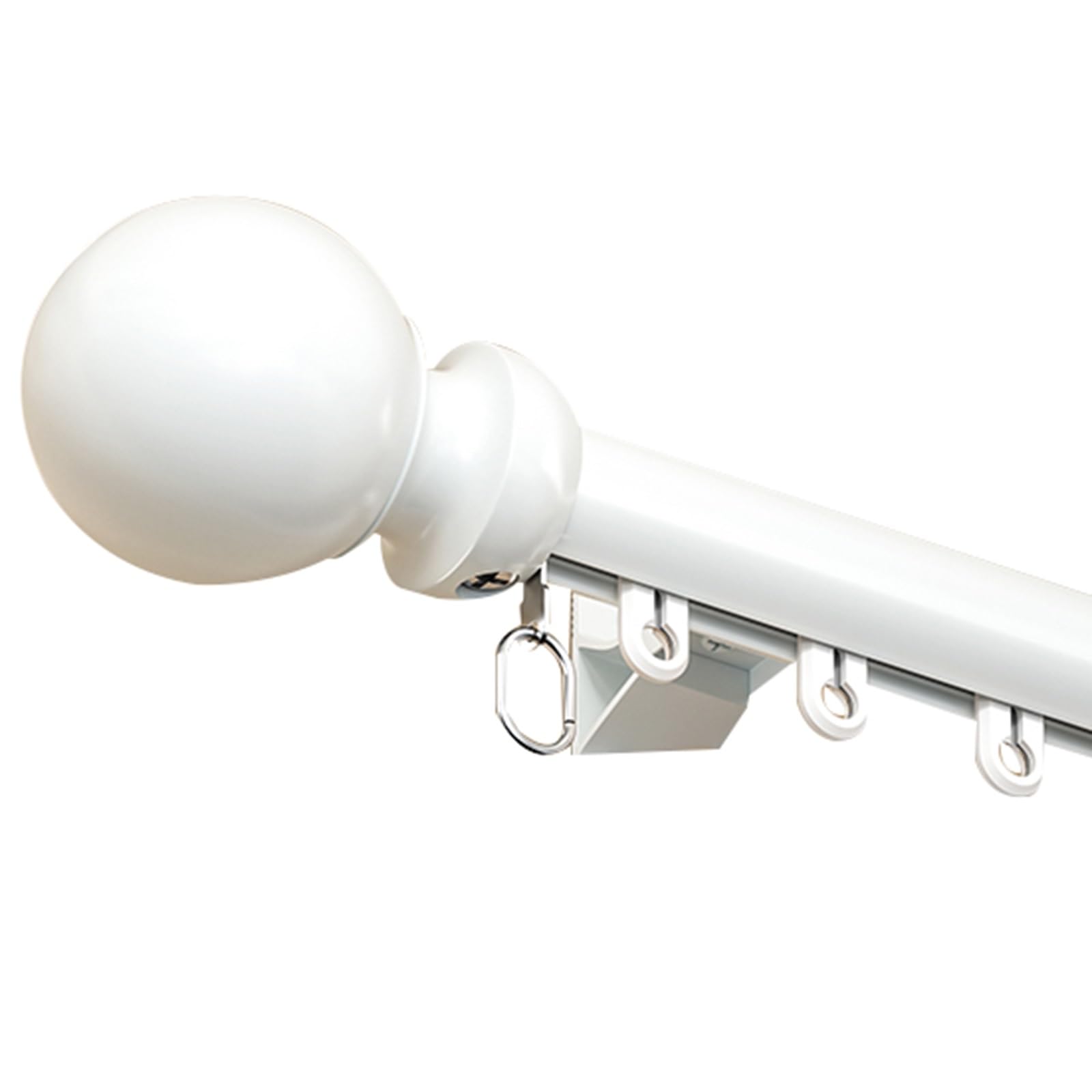 Ausziehbare Vorhangstange mit Rundkappen Robust und Einfach zu Bedienen Metall Gardinenstange für Scheibengardinen Schlafzimmer Wohnzimmer(White,360cm-11.8ft)