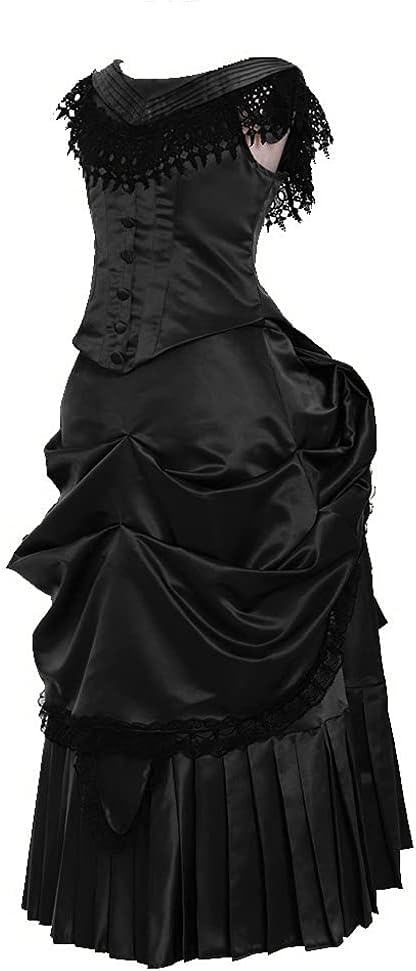 Women's Victorian Lady Costume Vintage Victorian Edwardian Bustle Dress Gown Skirt