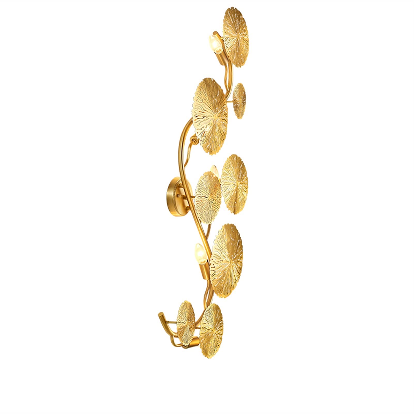 ZXTIIEUF Copper Lustre Gold Leaf Wall Lamp V-intage Retro Bedside Living Room Art Decor Home Lighting Sconces G4 Bulb Chandeliers Modern