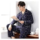 Home+ Schlafanzüge für Herren Pyjamas Herren Anzug Baumwolle Casual Plus Size Service (Color : Multicolor Plaid, Size : 4XL)