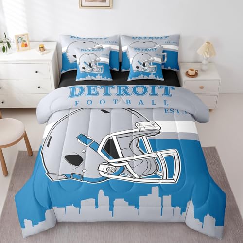 Erosebridal Football Themed Bedding Set Full Size,American Ruby 7 Pcs Comforter Set for Sport Fans Gifts,Football City Bed in A Bag with Flat and Fitted Sheet for Kids Men Women