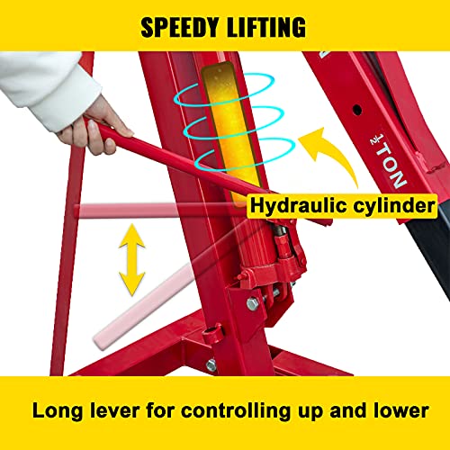 Vevor Folding Engine Crane, 4400Lbs Lifting Capacity Shop Crane, 2-Ton Hydraulic Engine Hoist, Cherry Picker With Telescopic Boom And Legs, Heavy Duty Steel Folding Shop Crane, Manual Engine Crane #TOP4
