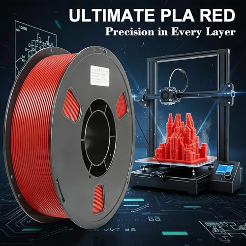 Image of LOVOON PLA Filament Red 1KG, 1.75mm 3D Printer Filament Dimensional Accuracy + /- 0.02mm, Neatly Wound 3D Printing Filament, Fits Most FDM 3D Printers, 1KG Cardboard Spool (2.2lbs)