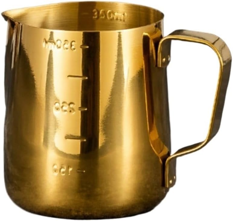 Milk Frothing Pitcher Heat-resistant Milk Frother for Making Coffee Latte Coffee Bar Cappuccino(Gold,1000ml)